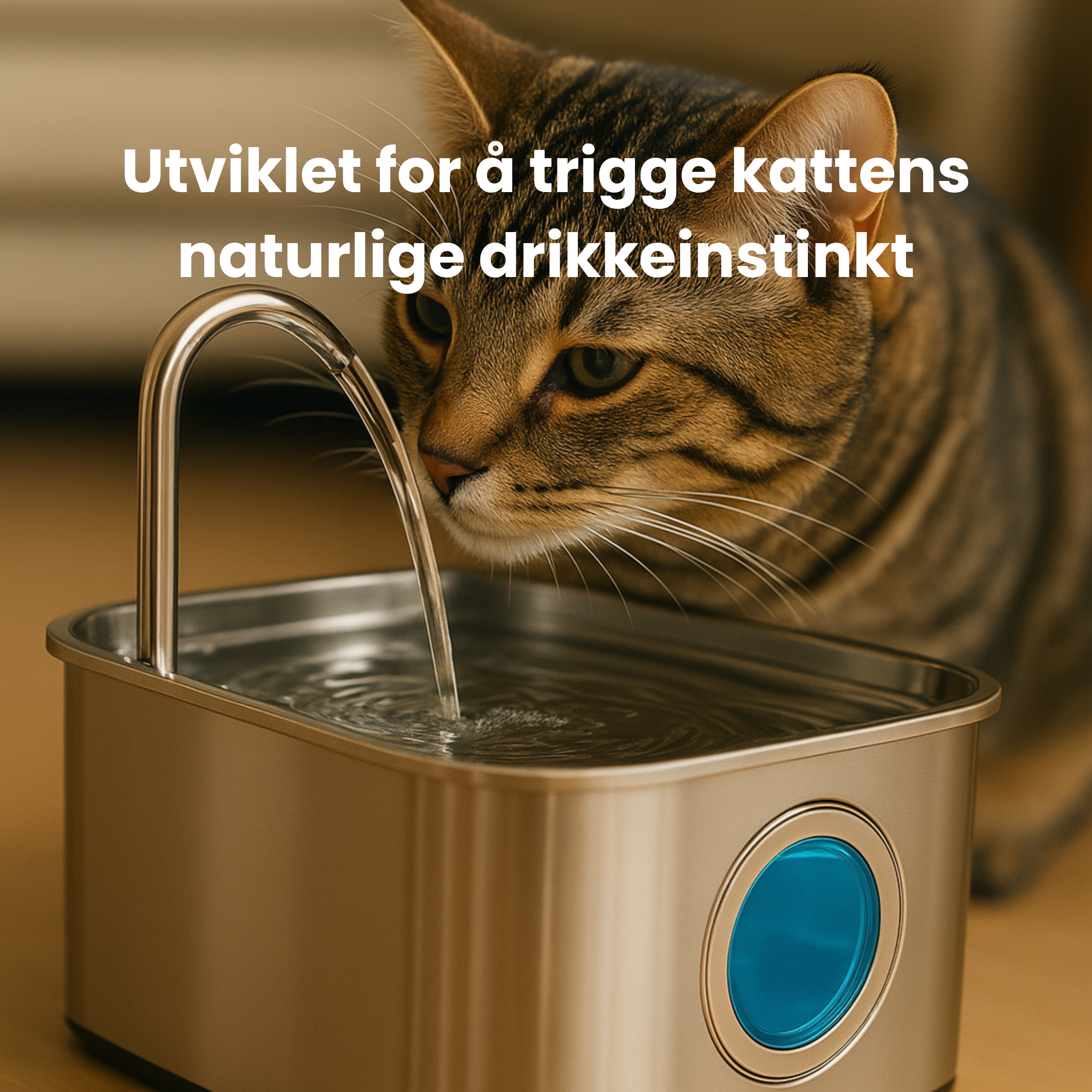 Kattellas Vannfontene i Rustfritt Stål